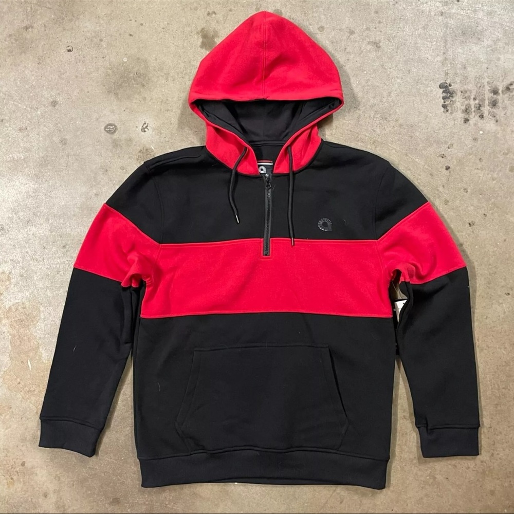NWT Akademiks Half Zip Hoodie A33HD50 Black Red Size XL